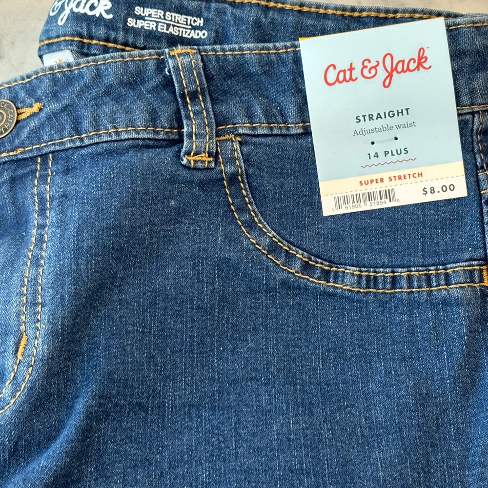 Cat and Jack straight leg 14 foot plus jeans NWT